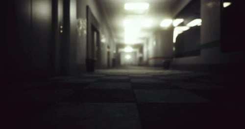 Dimly Lit Corridor with Blurred Perspective in an Abandoned Building