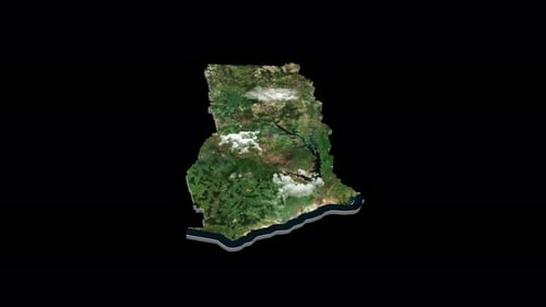Rotating 3D Map of Ghana with Realistic Satellite Imagery