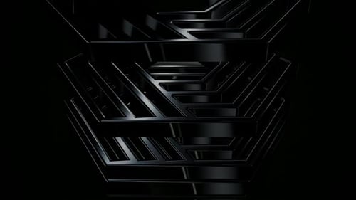 Abstract Dark Reflective Hexagon Shapes Rotating Seamless Loop