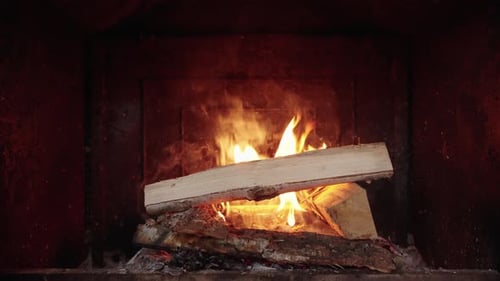 Wood Burning in the Fireplace