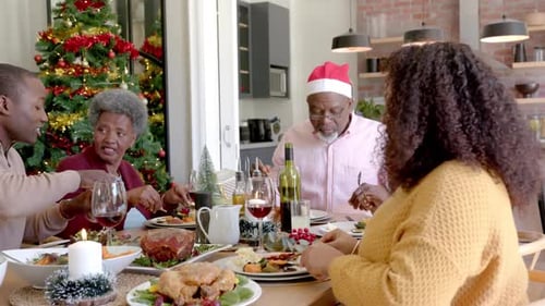 Family Celebrates Christmas at Home Together