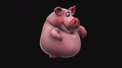 Fun 3D cartoon pig dancing (with alpha channel)
