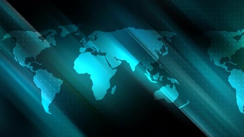 Dynamic Abstract World Map with Glowing Stripes