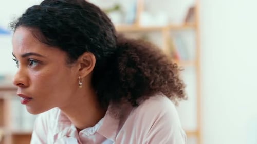 Computer, research and focus with a business woman in her office while working on a project