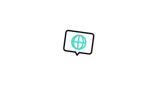 Animated Flat Design Globe Speech Bubble Icon Reveal