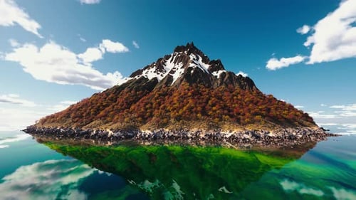 Autumn Colors on an Island with Turquoise Water