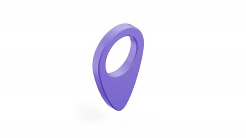 Purple Location Marker Icon 3D Render Isolated On White Background