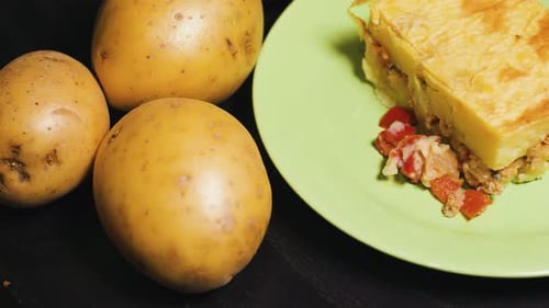 Potato and Meat Casserole Close Up