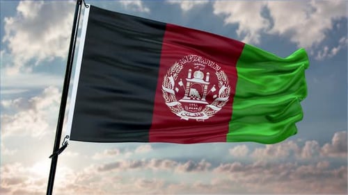 Afghanistan Flag Waving In Realistic Loop Animation