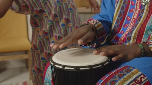 Djembe Drumming Performance Indoors During Daytime