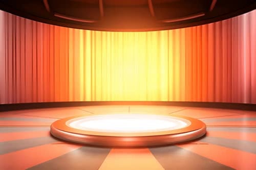 Futuristic Virtual Studio Stage with Glowing Podium