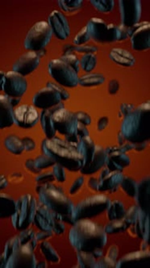 Dynamic Falling Coffee Beans on Warm Gradient Background