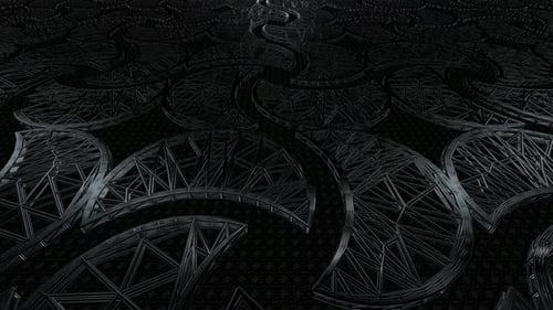 Background with Motion over Black Wireframes of Figures, 3D Render, Shapes, Exclusive, Reflection