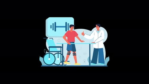 Doctor and Patient Physical Therapy Rehabilitation Flat Design
