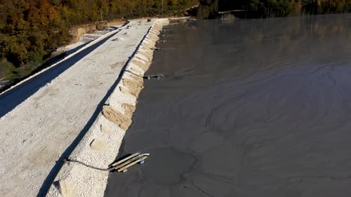 Aerial View of Heavy Metal Contamination from a Copper Mine. Mining Residual Waters