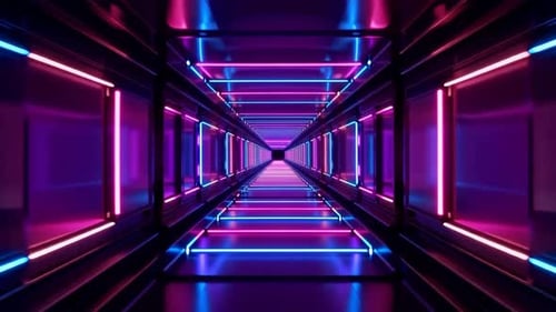 Futuristic Neon Light Tunnel Journey Loop