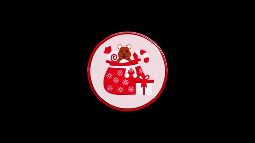 Santa Gift Bag Circle Icon Loop Animation V10