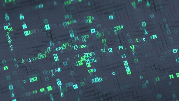 Digital code machine language visualization. Seamless loop 3D animation ...