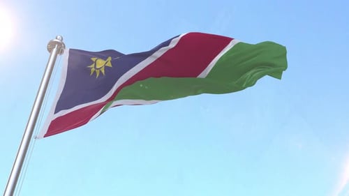 Namibia Flag Waving In The Sky