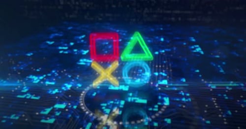 Cyber-Konzept für Joystick-Spiele und Konsolen, Videospielsymbol