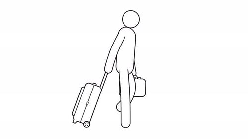 Minimalist Animation of Person Walking with Luggage