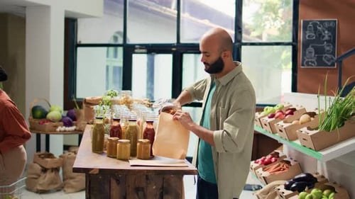 Man Buys Pickles at Grocery Store Checkout