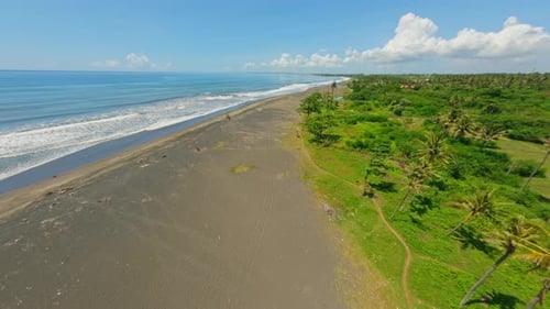 Black Beach with No People in Bali
