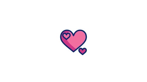Animated Flat Design Pink Heart Icon for Love Themes