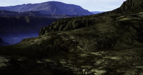 Majestic Mountain Landscape with Rocky Terrain and Distant Hills