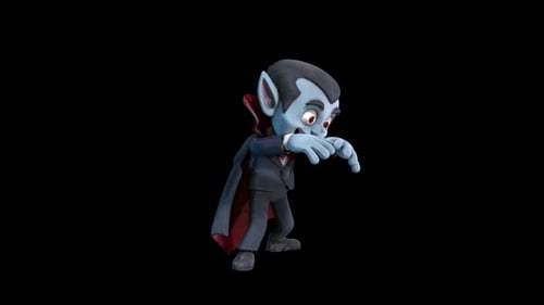 Cute 3D Cartoon Vampire Character Loop for Halloween
