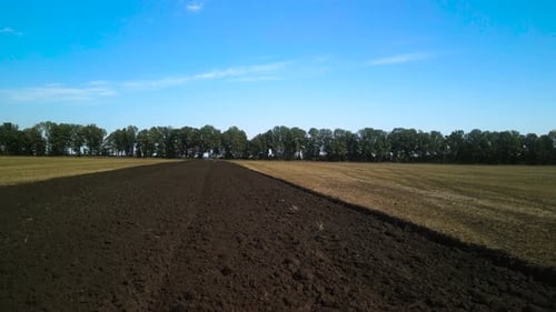 Tractors plowing the field in Ukraine