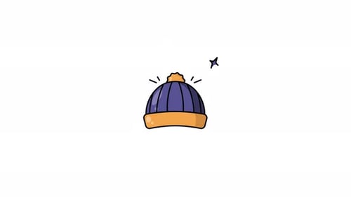 Animated Minimalist Winter Hat Icon Graphic
