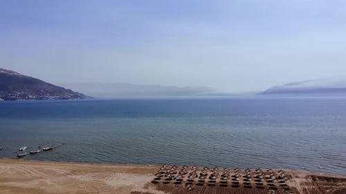 Aerial View of Beautiful Costal Shore in Vlore Albania