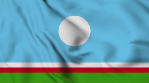 Realistic Textured Waving Sakha Republic Flag Animation Loop