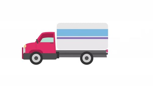 Flat Design Delivery Truck Driving Animation