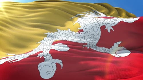Agrandir le drapeau réaliste du Bhoutan 4K