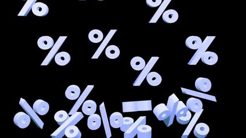 Falling 3D Percent Symbols Overlay Loop