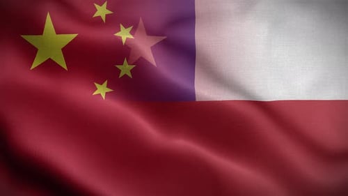 Seamless Waving Animation of China and Poland Flags