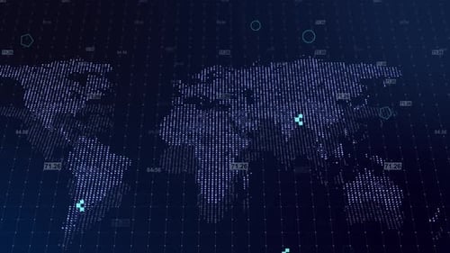 Virtual Planet Earth with Particles and Lines Network Connection Big Data Global Networking