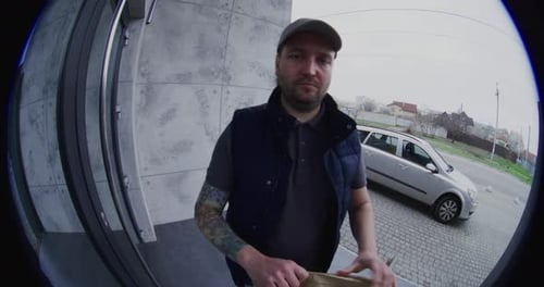 Delivery Man Arriving at Door