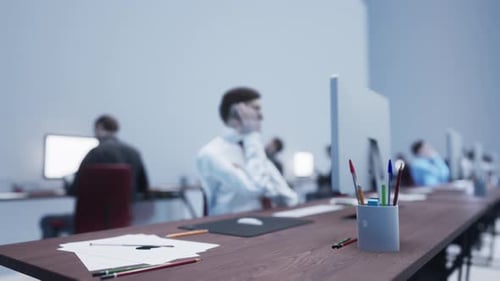 Business People Unrecognizable On The Computer Screen In The Office