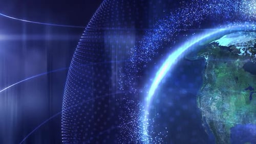 Futuristic Digital Earth Global Network Animation Background