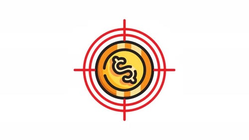 Animated finance target icon . Seamless looping video with alpha channel on transparent background
