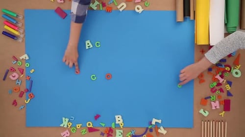 Back to School on Blue Background Alphabet