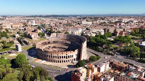 Aerial View of the Colosseum in Rome