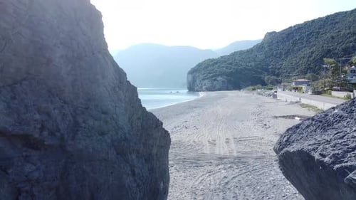 Aerial footage of a Chiliadou Beach in Euboea