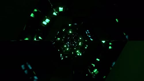 Cyan And Green Abstract Neon Glittering Fantasy Wormhole Background VJ Loop In 4K