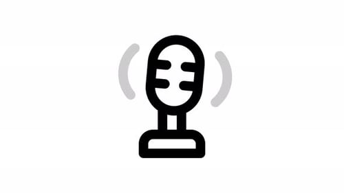 Simple Animated Microphone Icon with Pulsing Sound Waves