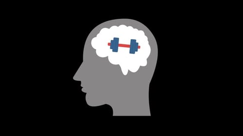 Vídeo de animación de archivo sobre el concepto de aptitud mental con un canal alfa