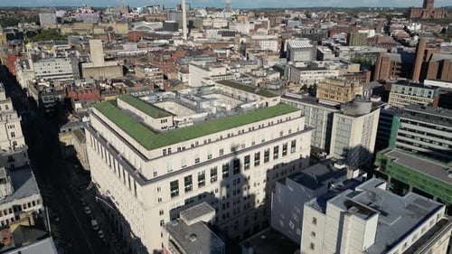 Toma aérea de India Buildings, un edificio Comercial en Liverpool, Inglaterra